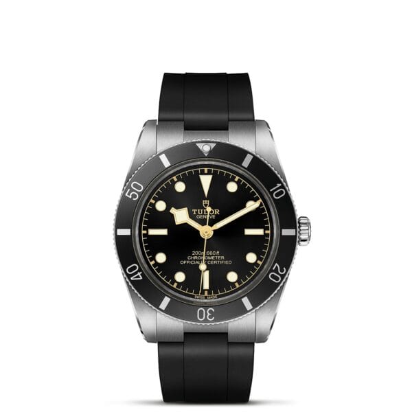 TUDOR Black Bay 54 Boîtier en acier 37 mm finition polie et satinée Bracelet en caoutchouc noir