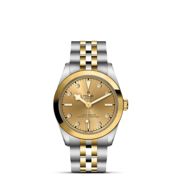 TUDOR Black Bay 31 S&G Boîtier en acier 31 mm Bracelet en acier et or jaune Cadran champagne avec index diamants