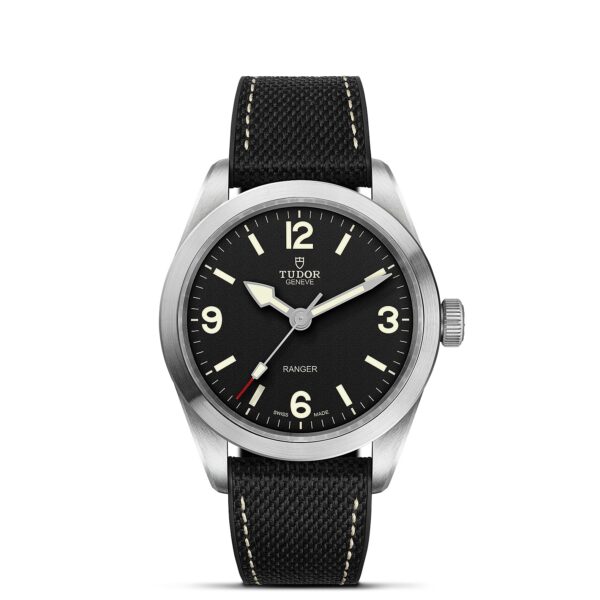 TUDOR Ranger Boîtier en acier 39 mm Bracelet hybride en caoutchouc et cuir Cadran noir