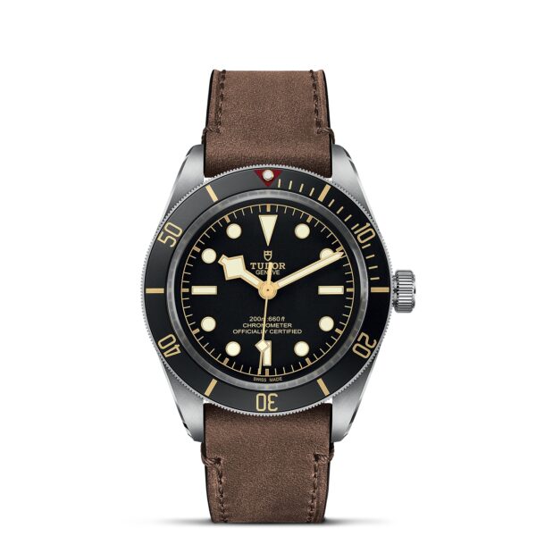 TUDOR Black Bay 58 Boîtier en acier 39 mm Bracelet en cuir brun Cadran Noir