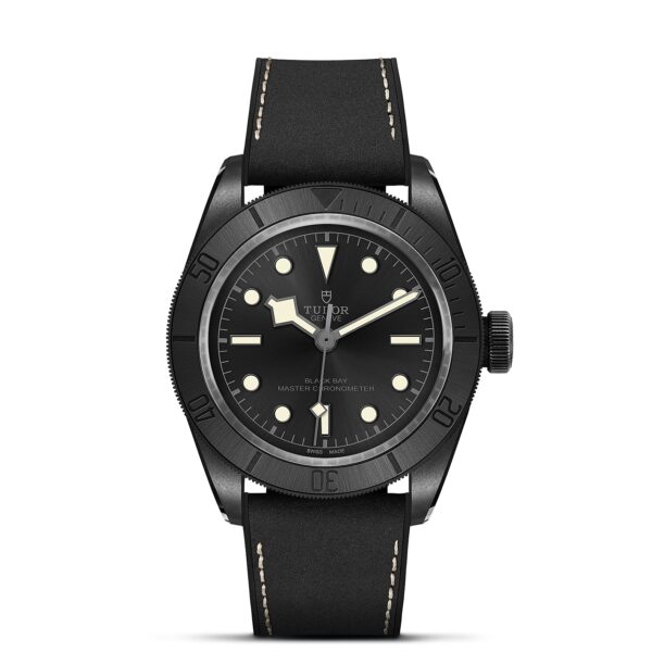 TUDOR Black Bay Ceramic Boîtier en céramique 41 mm Cadran Noir Bracelet hybride cuir et caoutchouc