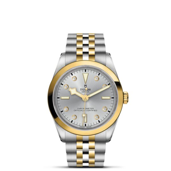 TUDOR Black Bay 36 S&G Boîtier en acier 36 mm Bracelet en acier et or jaune Cadran Argenté avec index diamants