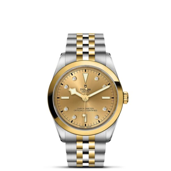 TUDOR Black Bay 36 S&G Boîtier en acier 36 mm Bracelet en acier et or jaune Cadran Champagne avec index diamants