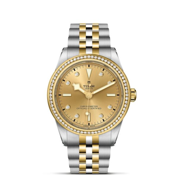TUDOR Black Bay 39 S&G Boîtier en acier 39 mm Bracelet en acier et or jaune Lunette sertie de diamants Cadran Champagne avec index diamants