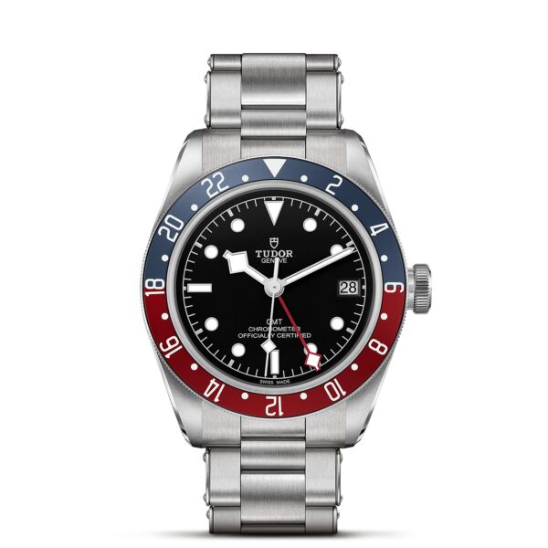 TUDOR Black Bay GMT Boîtier en acier 41 mm Bracelet en acier riveté Cadran Noir