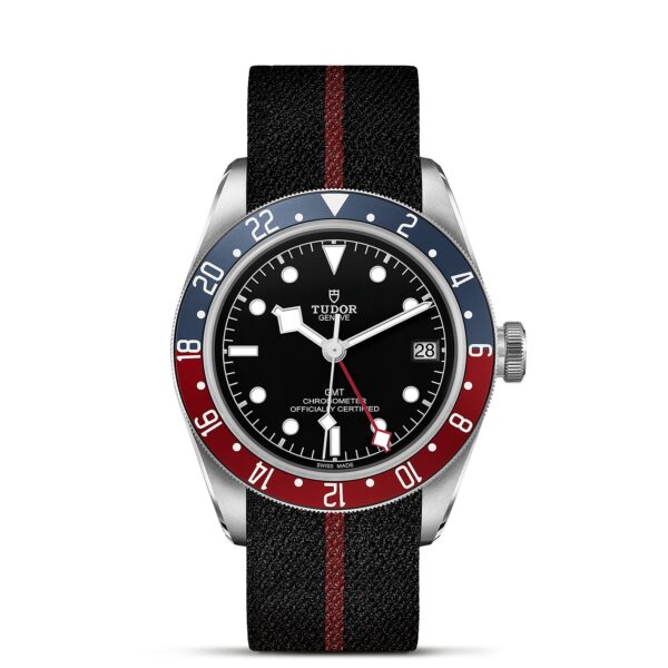TUDOR Black Bay GMT Boîtier en acier 41 mm Bracelet en tissu Cadran Noir