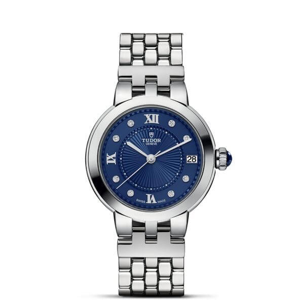 TUDOR Clair de Rose Boîtier en acier 34 mm Bracelet en acier Cadran Bleu serti de diamants