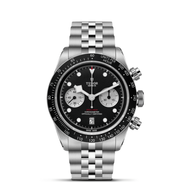 TUDOR Black Bay Chrono Boîtier en acier 41 mm Cadran Noir Bracelet en acier cinq mailles